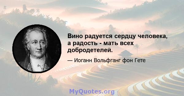 Вино радуется сердцу человека, а радость - мать всех добродетелей.