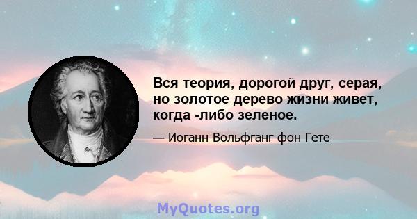 Вся теория, дорогой друг, серая, но золотое дерево жизни живет, когда -либо зеленое.