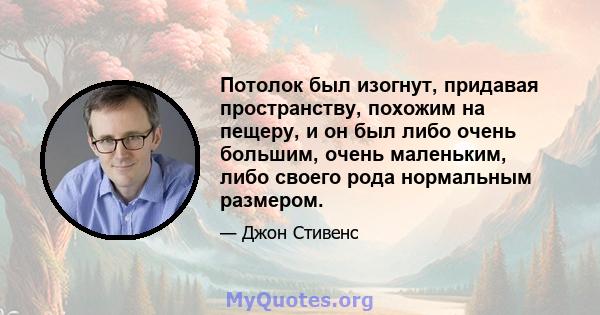 Потолок был изогнут, придавая пространству, похожим на пещеру, и он был либо очень большим, очень маленьким, либо своего рода нормальным размером.