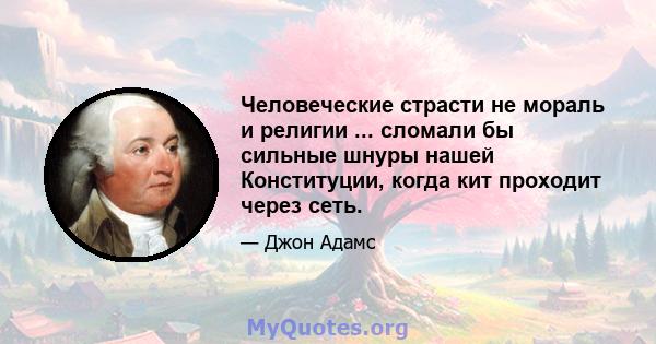 Человеческие страсти не мораль и религии ... сломали бы сильные шнуры нашей Конституции, когда кит проходит через сеть.