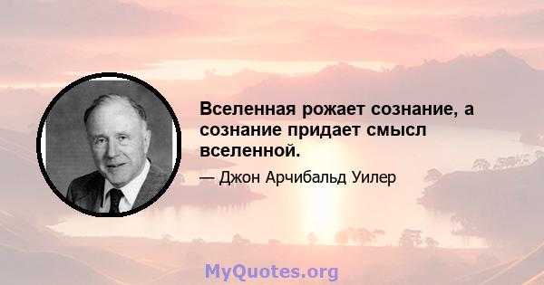 Вселенная рожает сознание, а сознание придает смысл вселенной.