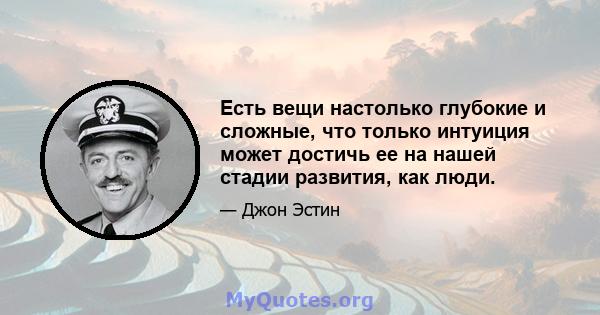 Есть вещи настолько глубокие и сложные, что только интуиция может достичь ее на нашей стадии развития, как люди.