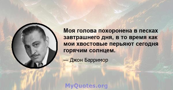 Моя голова похоронена в песках завтрашнего дня, в то время как мои хвостовые перьяют сегодня горячим солнцем.