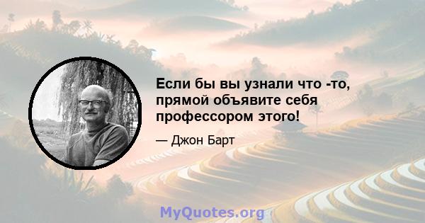 Если бы вы узнали что -то, прямой объявите себя профессором этого!