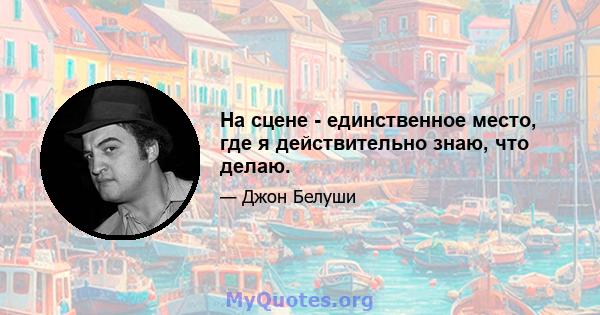 На сцене - единственное место, где я действительно знаю, что делаю.