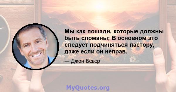 Мы как лошади, которые должны быть сломаны; В основном это следует подчиняться пастору, даже если он неправ.