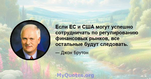 Если ЕС и США могут успешно сотрудничать по регулированию финансовых рынков, все остальные будут следовать.