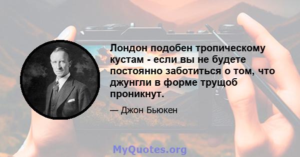 Лондон подобен тропическому кустам - если вы не будете постоянно заботиться о том, что джунгли в форме трущоб проникнут.