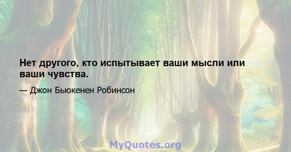 Нет другого, кто испытывает ваши мысли или ваши чувства.