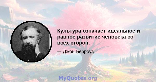 Культура означает идеальное и равное развитие человека со всех сторон.