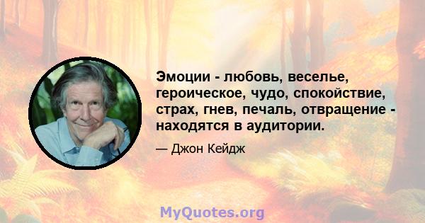 Эмоции - любовь, веселье, героическое, чудо, спокойствие, страх, гнев, печаль, отвращение - находятся в аудитории.