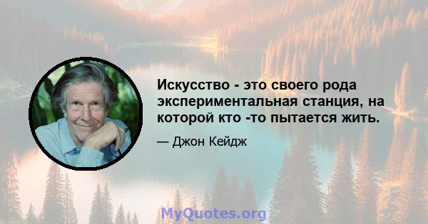 Искусство - это своего рода экспериментальная станция, на которой кто -то пытается жить.