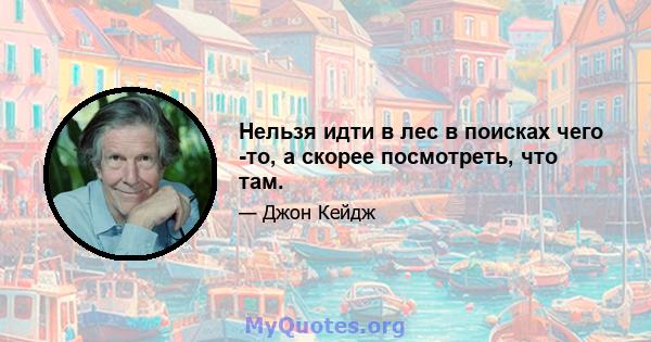 Нельзя идти в лес в поисках чего -то, а скорее посмотреть, что там.