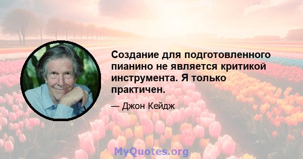 Создание для подготовленного пианино не является критикой инструмента. Я только практичен.