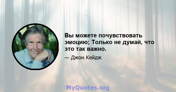 Вы можете почувствовать эмоцию; Только не думай, что это так важно.