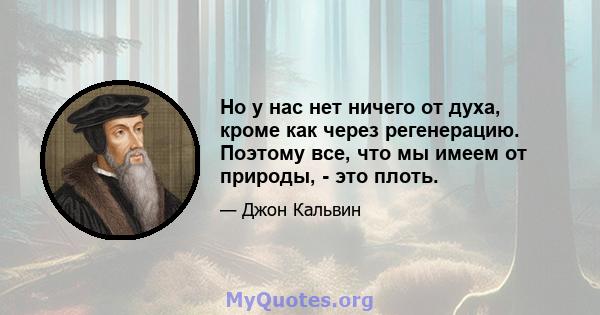 Но у нас нет ничего от духа, кроме как через регенерацию. Поэтому все, что мы имеем от природы, - это плоть.