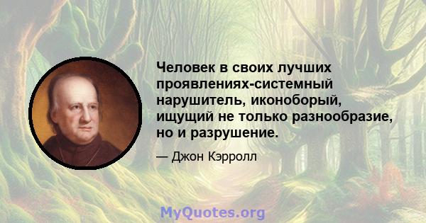 Человек в своих лучших проявлениях-системный нарушитель, иконоборый, ищущий не только разнообразие, но и разрушение.