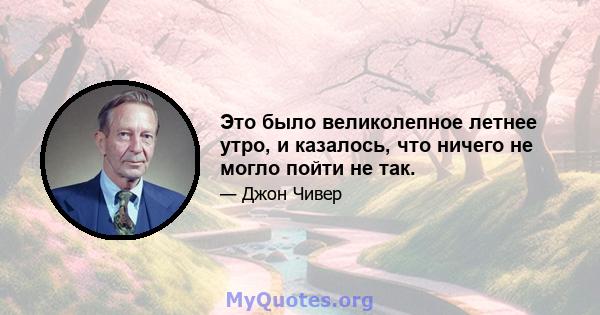 Это было великолепное летнее утро, и казалось, что ничего не могло пойти не так.