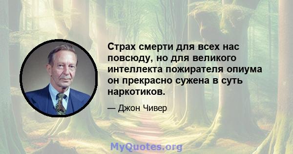 Страх смерти для всех нас повсюду, но для великого интеллекта пожирателя опиума он прекрасно сужена в суть наркотиков.