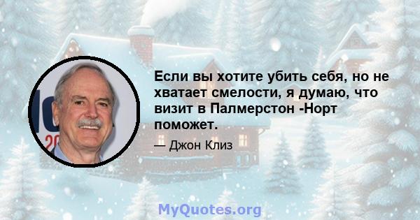 Если вы хотите убить себя, но не хватает смелости, я думаю, что визит в Палмерстон -Норт поможет.