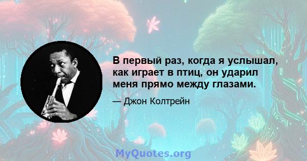 В первый раз, когда я услышал, как играет в птиц, он ударил меня прямо между глазами.