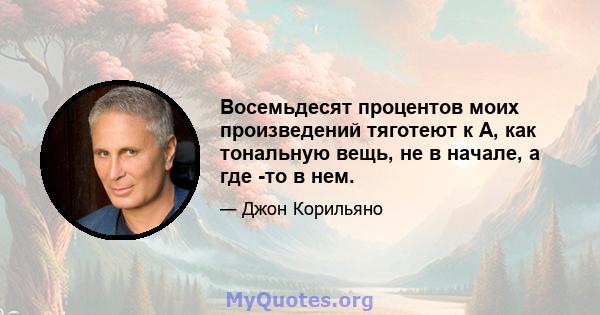 Восемьдесят процентов моих произведений тяготеют к A, как тональную вещь, не в начале, а где -то в нем.