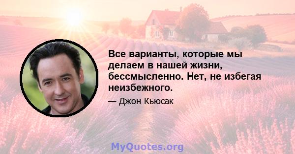 Все варианты, которые мы делаем в нашей жизни, бессмысленно. Нет, не избегая неизбежного.