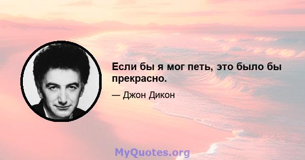 Если бы я мог петь, это было бы прекрасно.