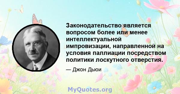 Законодательство является вопросом более или менее интеллектуальной импровизации, направленной на условия паллиации посредством политики лоскутного отверстия.