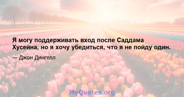 Я могу поддерживать вход после Саддама Хусейна, но я хочу убедиться, что я не пойду один.