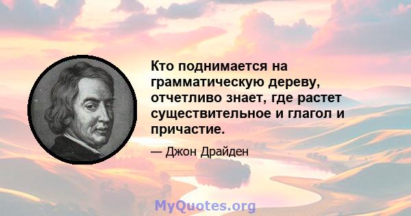 Кто поднимается на грамматическую дереву, отчетливо знает, где растет существительное и глагол и причастие.