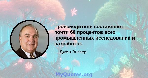 Производители составляют почти 60 процентов всех промышленных исследований и разработок.