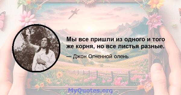 Мы все пришли из одного и того же корня, но все листья разные.