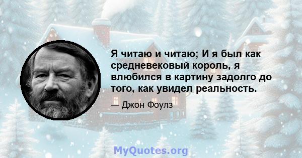 Я читаю и читаю; И я был как средневековый король, я влюбился в картину задолго до того, как увидел реальность.