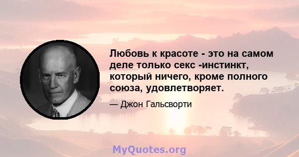 Любовь к красоте - это на самом деле только секс -инстинкт, который ничего, кроме полного союза, удовлетворяет.