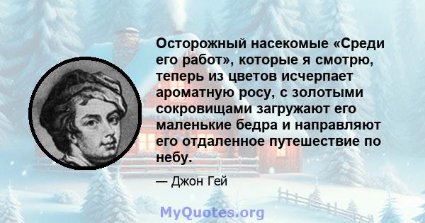 Осторожный насекомые «Среди его работ», которые я смотрю, теперь из цветов исчерпает ароматную росу, с золотыми сокровищами загружают его маленькие бедра и направляют его отдаленное путешествие по небу.