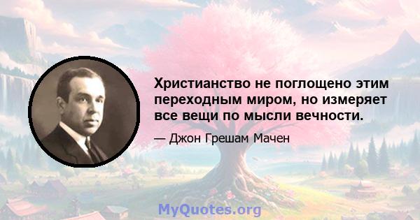 Христианство не поглощено этим переходным миром, но измеряет все вещи по мысли вечности.