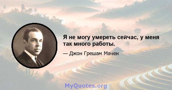 Я не могу умереть сейчас, у меня так много работы.