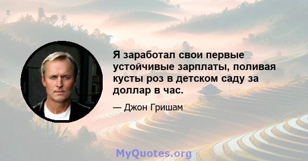 Я заработал свои первые устойчивые зарплаты, поливая кусты роз в детском саду за доллар в час.