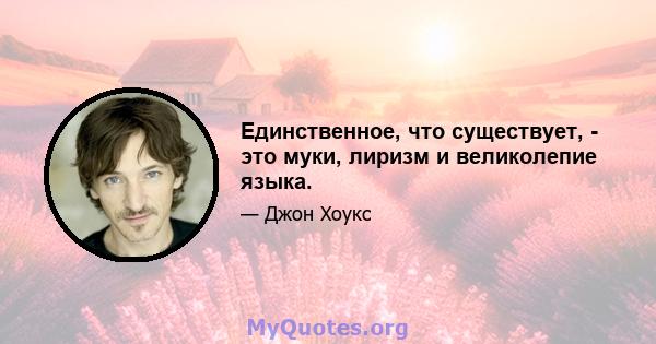 Единственное, что существует, - это муки, лиризм и великолепие языка.