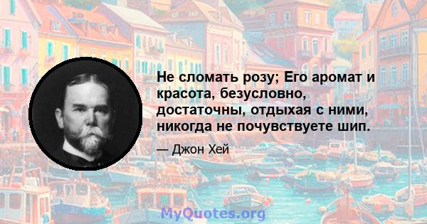 Не сломать розу; Его аромат и красота, безусловно, достаточны, отдыхая с ними, никогда не почувствуете шип.