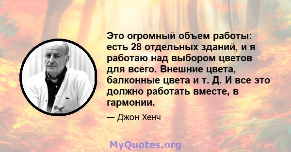 Это огромный объем работы: есть 28 отдельных зданий, и я работаю над выбором цветов для всего. Внешние цвета, балконные цвета и т. Д. И все это должно работать вместе, в гармонии.