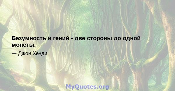 Безумность и гений - две стороны до одной монеты.