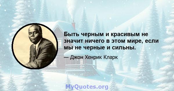 Быть черным и красивым не значит ничего в этом мире, если мы не черные и сильны.