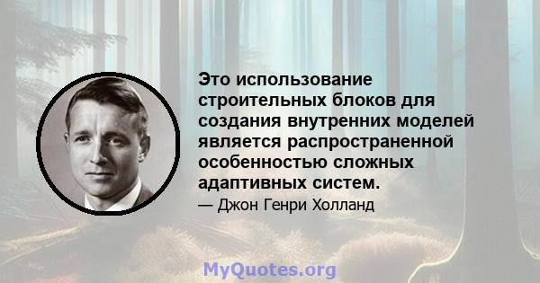 Это использование строительных блоков для создания внутренних моделей является распространенной особенностью сложных адаптивных систем.