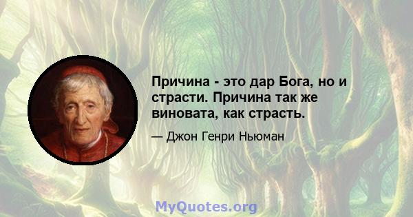 Причина - это дар Бога, но и страсти. Причина так же виновата, как страсть.