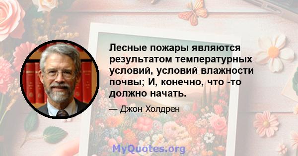 Лесные пожары являются результатом температурных условий, условий влажности почвы; И, конечно, что -то должно начать.