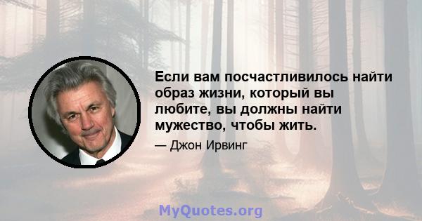 Если вам посчастливилось найти образ жизни, который вы любите, вы должны найти мужество, чтобы жить.