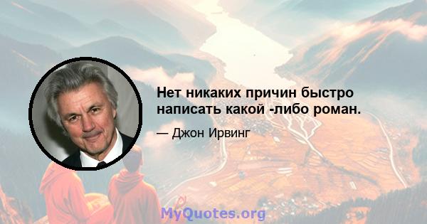 Нет никаких причин быстро написать какой -либо роман.