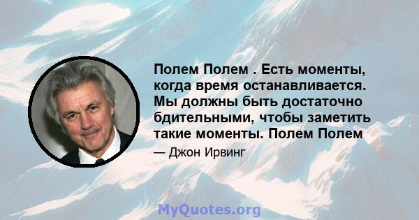 Полем Полем . Есть моменты, когда время останавливается. Мы должны быть достаточно бдительными, чтобы заметить такие моменты. Полем Полем